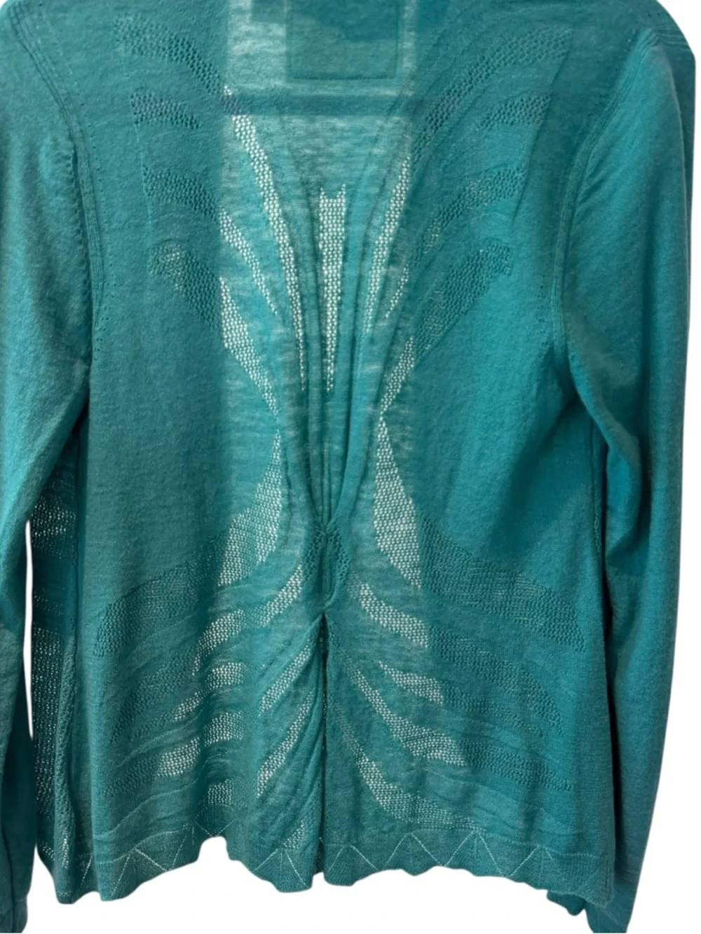 Angel Of The North Brushed-Horizon Open-Front Teal Cardigan Sweater - Picture 6 of 15